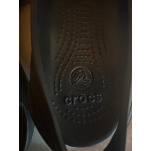 Crocs Kadee Black Lightweight Laser Cut Flat Slingback Comfort Shoes Size 7 - Picture 2 of 5